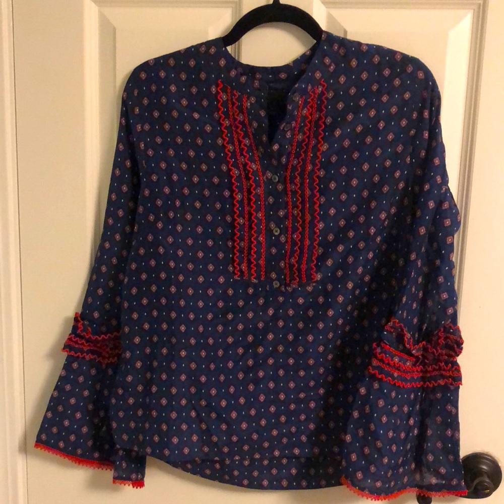 Jcrew boho button down blouse with bell sleeves